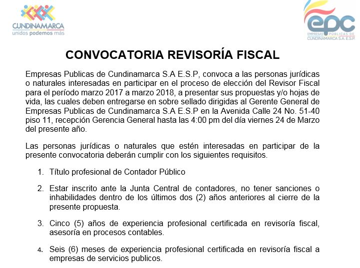 Convocatoria Revisor Fiscal