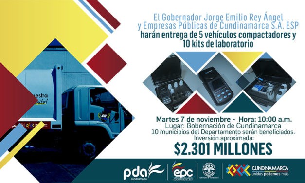 Gobierno departamental hará entrega de vehículos compactadores y kits de laboratorio a municipios de Cundinamarca, con una inversión de $2.301 millones