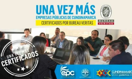 La firma internacional Bureau Veritas certificó a Empresas Públicas de Cundinamarca S.A ESP., en el Sistema de Gestión de Calidad, bajo los requisitos de las normas ISO 9001:2015.