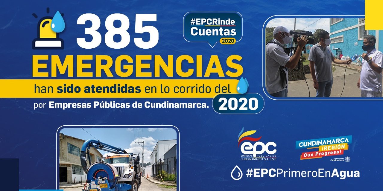 385 emergencias han sido atendidas en lo corrido del 2020 por Empresas Públicas de  Cundinamarca.